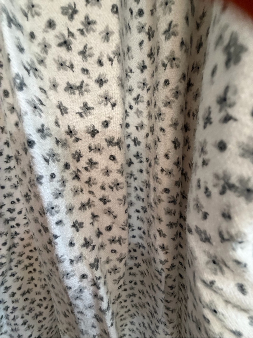 Women's White Floral Long Sleeve Midi flannel gown - Picture 3 of 6